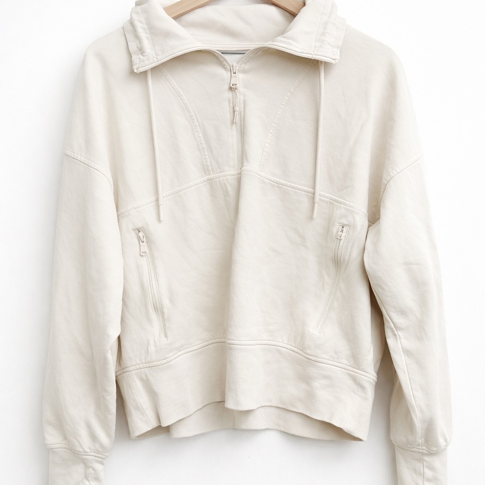 Everyday Half-Zip Pullover Hoodie - Cream